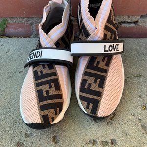 Fendi Rockoko "Fendi Love" Knit Sneaker in Pink - Size 37.5